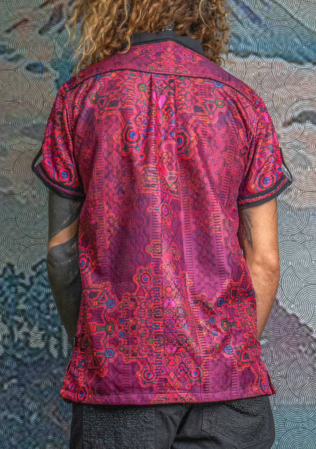Shirt Men DOLCE Half Sleeves / Lace Black Border - Pink DEMETRIO